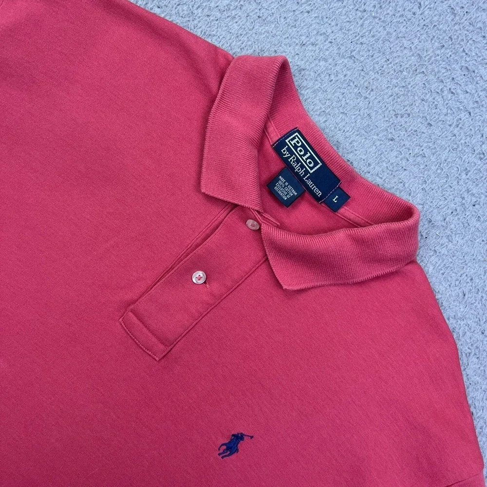 Polo Ralph Lauren Shirt Mens L Red/Salmon Polo Short Sleeve‎ Collared Golf Shirt